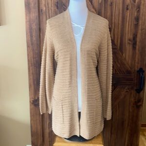 NWOT tan with gold cardigan. Beautiful and needs a home.